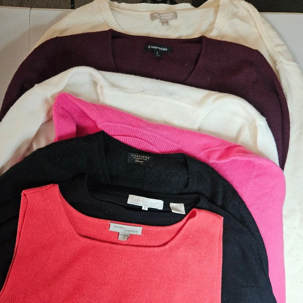 Lot of 7 Womens Cashmere Sweaters Flawed Crafting Upcycle
